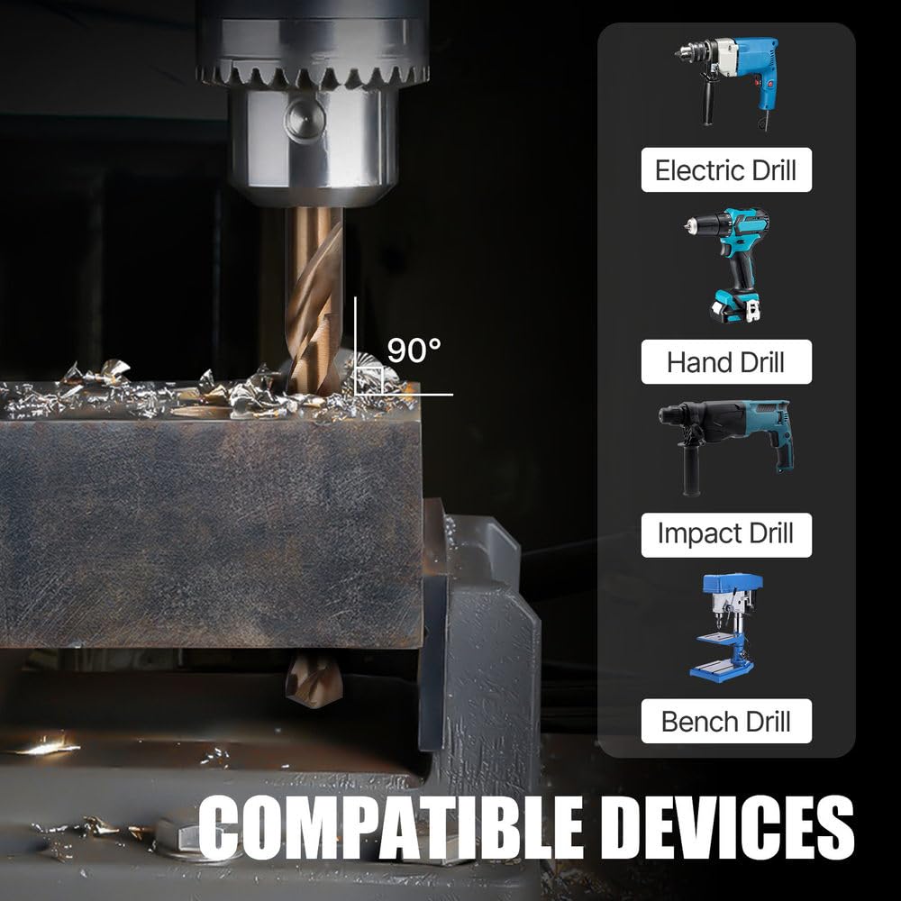 Punte da trapano elicoidali HSS M35, misure 1.0-13.5mm, seghe a tazza con gambo dritto opzionale per acciaio inossidabile, alluminio, ferro, legno, plastica e metallo, 11.2, 2 pezzi