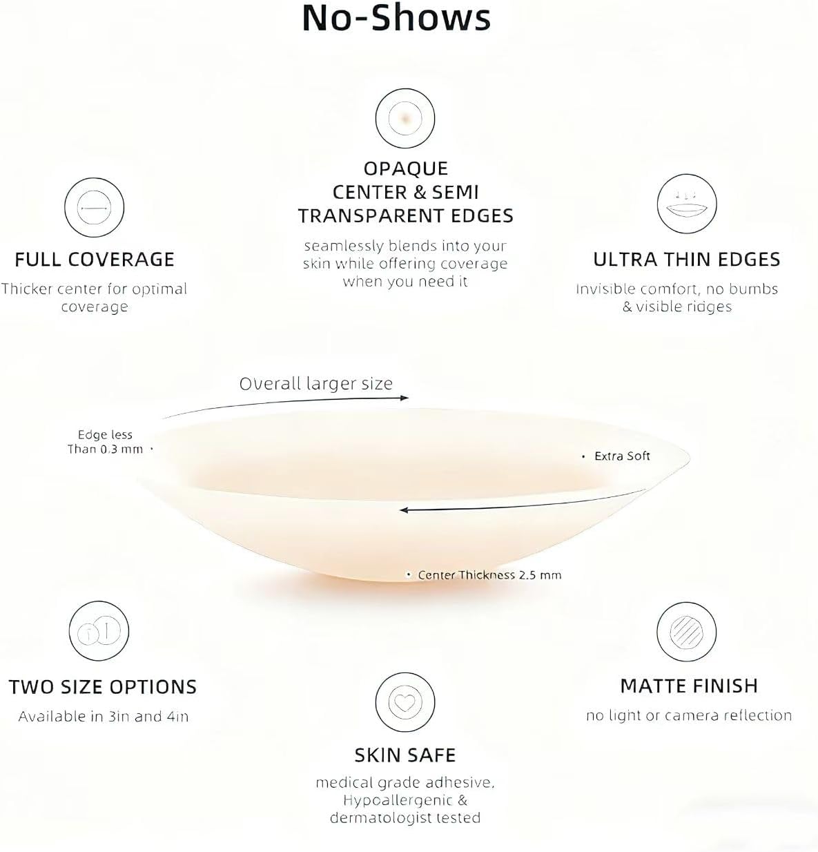 Nipple Covers for Women 2 Pairs-Reusable Medical grade Waterproof Adhesive Silicone Seamless Non-Slip Nipple Pasties - Image 4