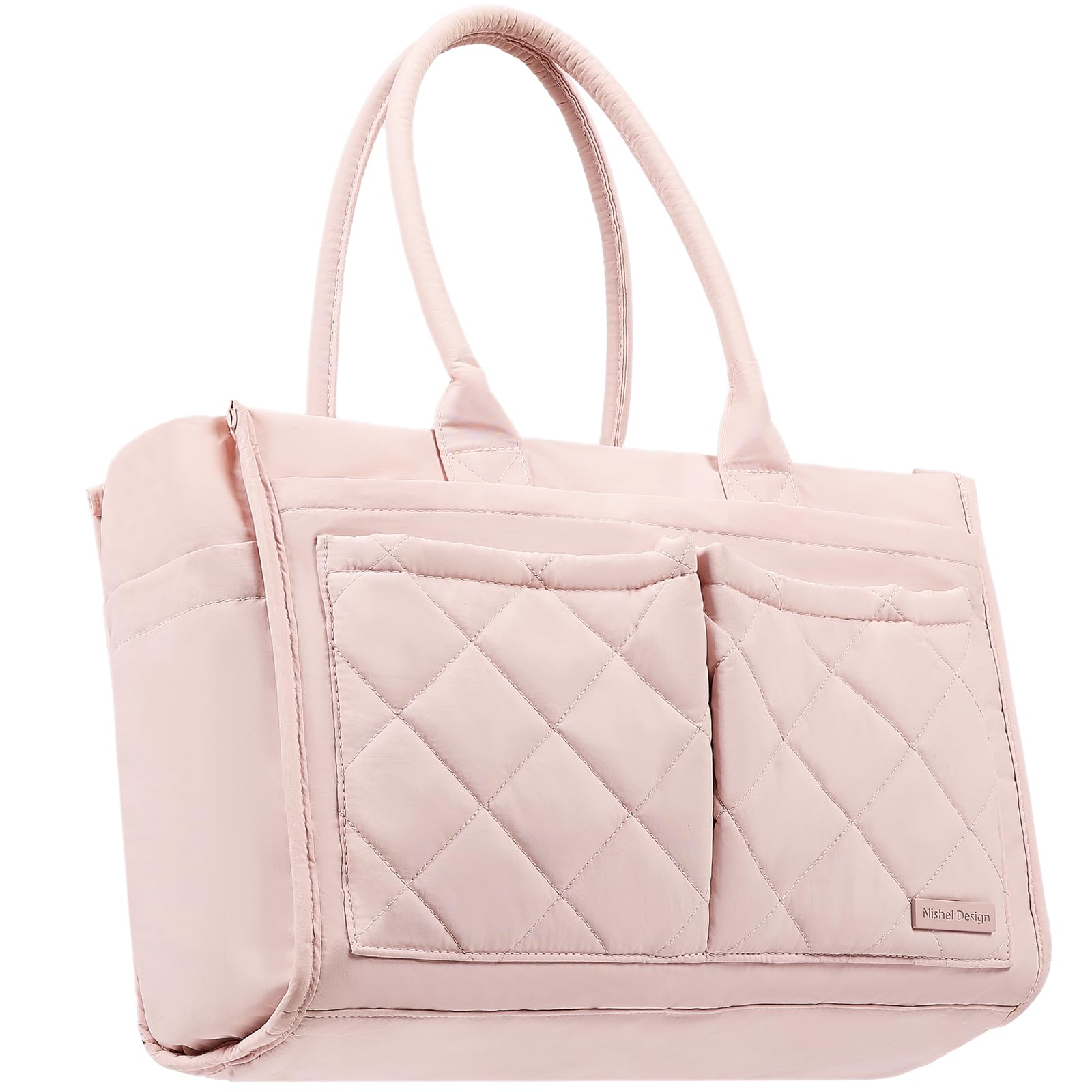 NISHEL Tote Bag for Women Ultralight Bag with Zipper Closure Laptop Compartment Standable Bookbag with Multiple Pockets for