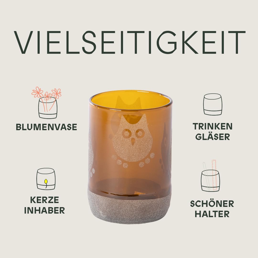 IWAS Upcycled Trinkgläser Tier Sammlung Set | 300 Ml | 10,14 Oz | (6Er-Set) | Nachhaltige Wassergläser Für Kinder
