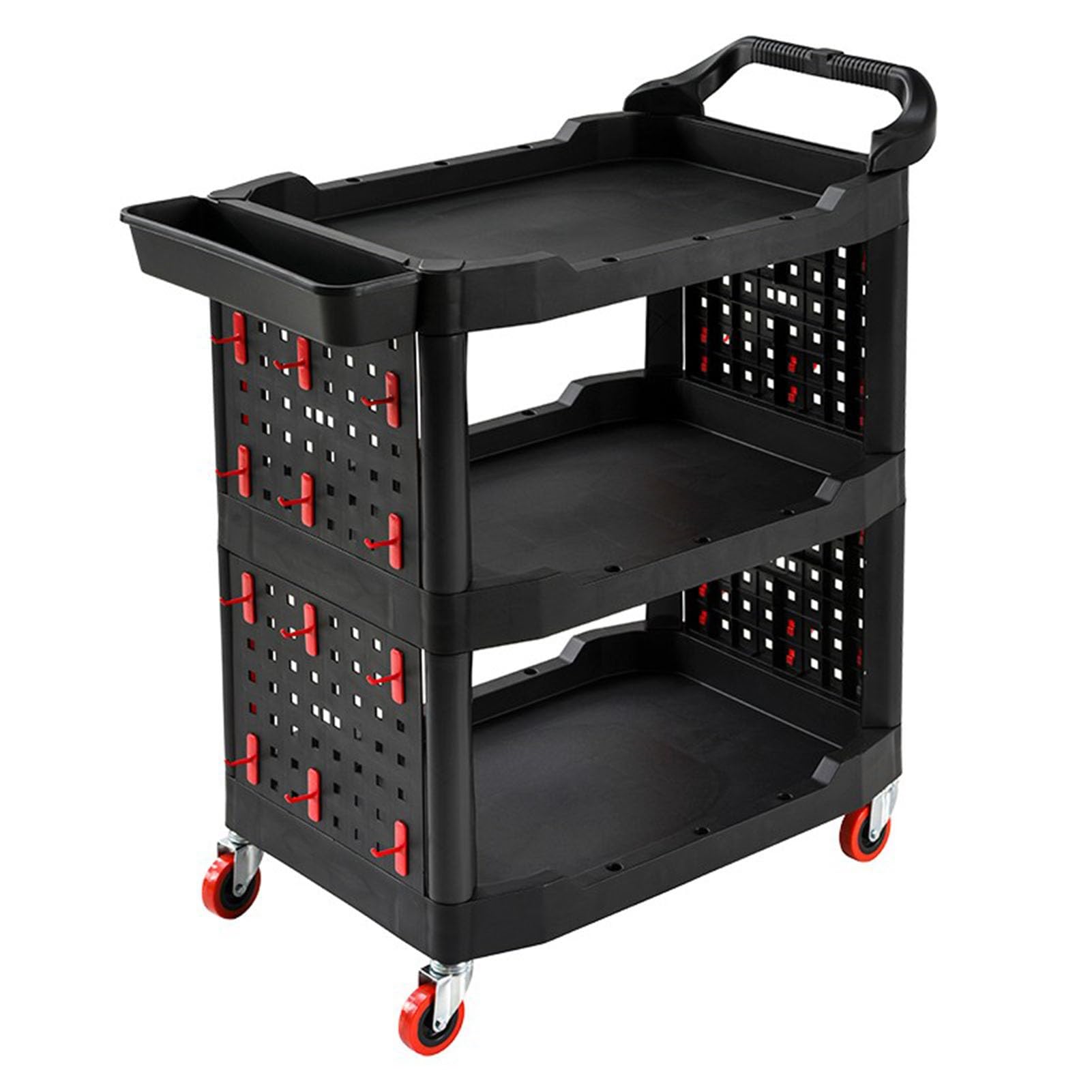 Rolling Tool Cart,3 Tool Storage Organizer,Service Cart with Lockable Wheels 660lbs Load Capacity for Garage Home Hotel Repair Shop and Warehouse (Color : Black)