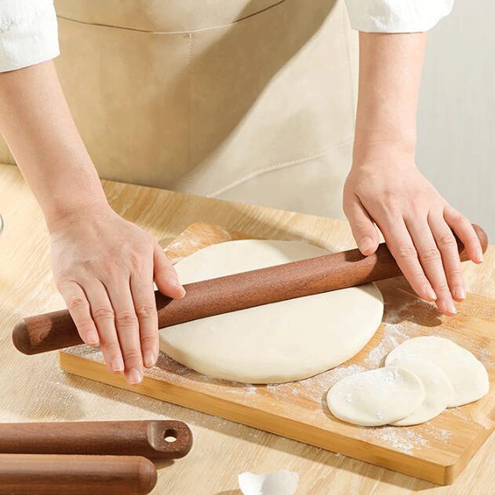 Nudelhölzer zum Backen, Nudelrolle für Knödelverpackung, Nudelholz zum Backen im Haushalt, Nudelholz zum Ausrollen aus ganzem Holz (Größe: B) (A)