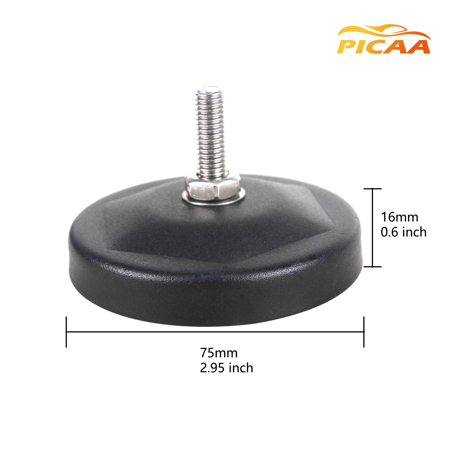 PICAA 2 szt. magnetycznych wsporników montażowych LED, śruby 7,5 mm, uniwersalne dopasowanie do samochodu, terenu, 4 x 4, SUV