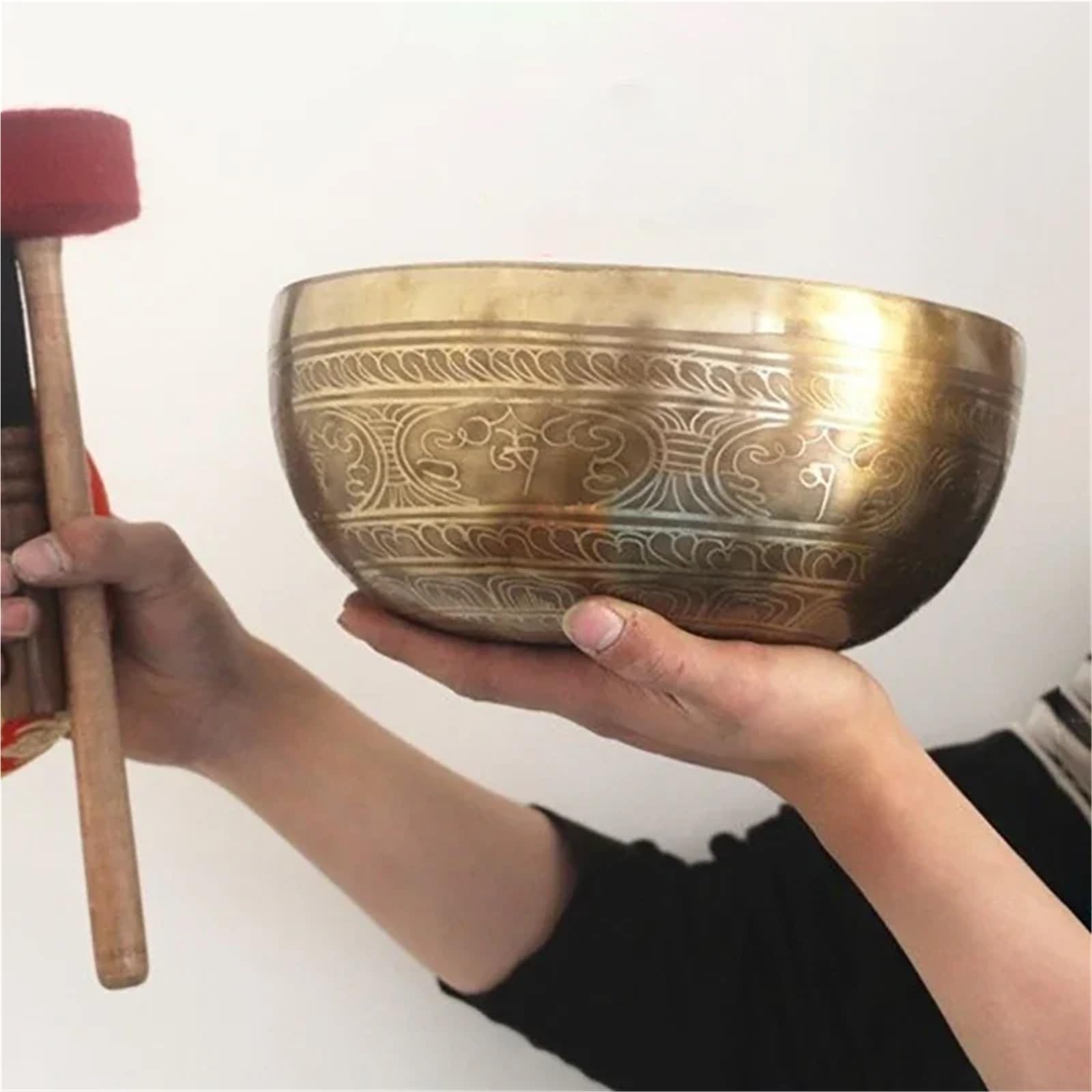 Set di campane tibetane grandi dimensioni in ottone fatte a mano