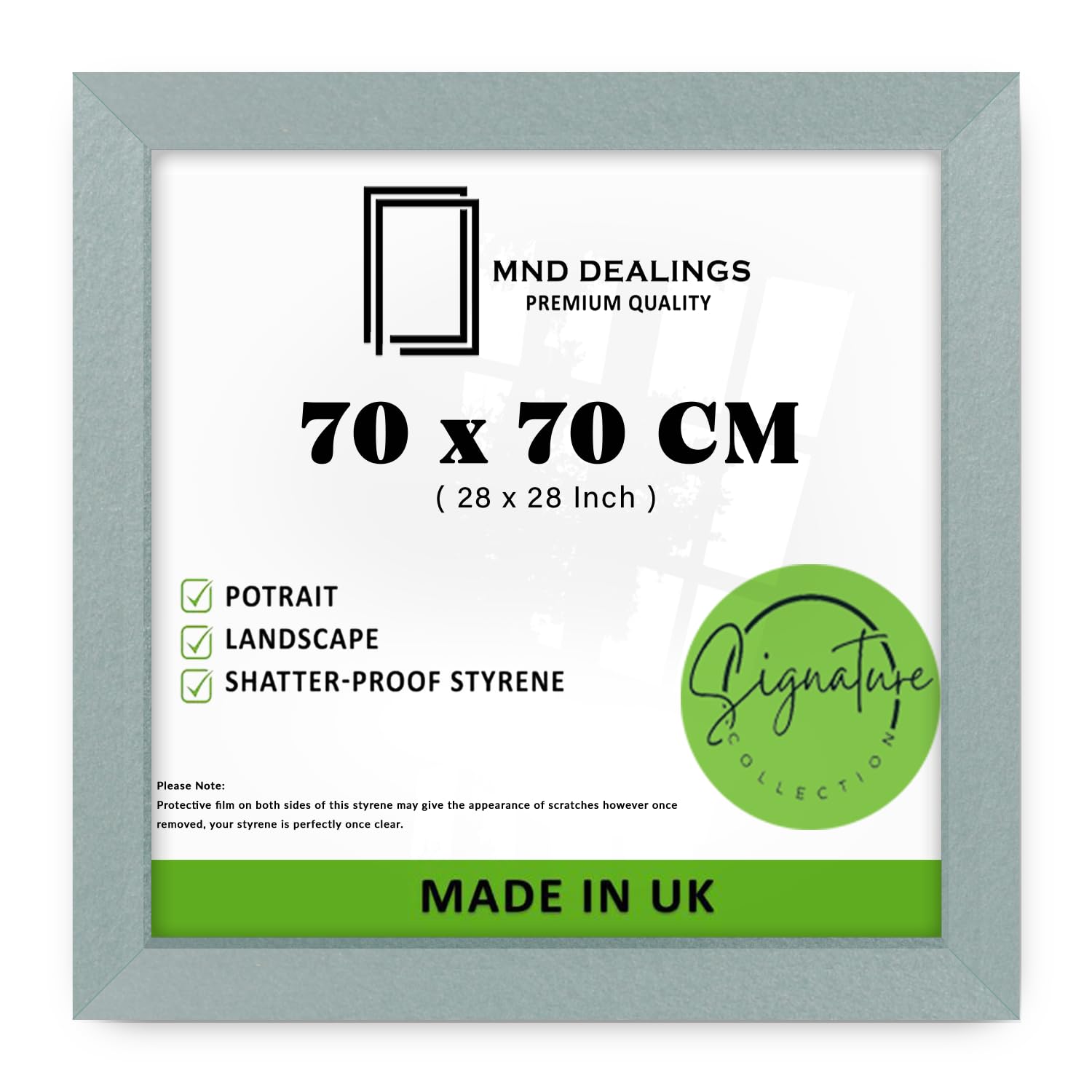 MND Dealings | MDF Poster Frame (70 x 70 CM) Picture Frame for Home, Office & Art Gallery Display, Elegant Wood Finish for Posters, Certificates & Photography [ Silver ]