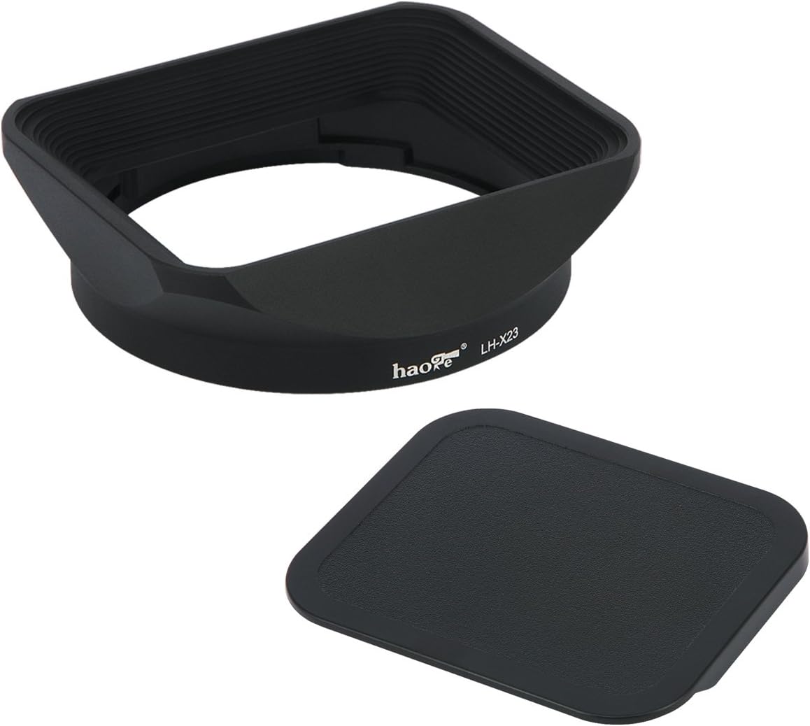 Haoge LH-X23 Bayonet Rectangular Square Metal Lens Hood with Cap for Fujifilm Fuji Fujinon XF 23mm F1.4 R, XF 56mm F1.2 R, XF 56mm F1.2 R APD Lens Replace LH-XF23