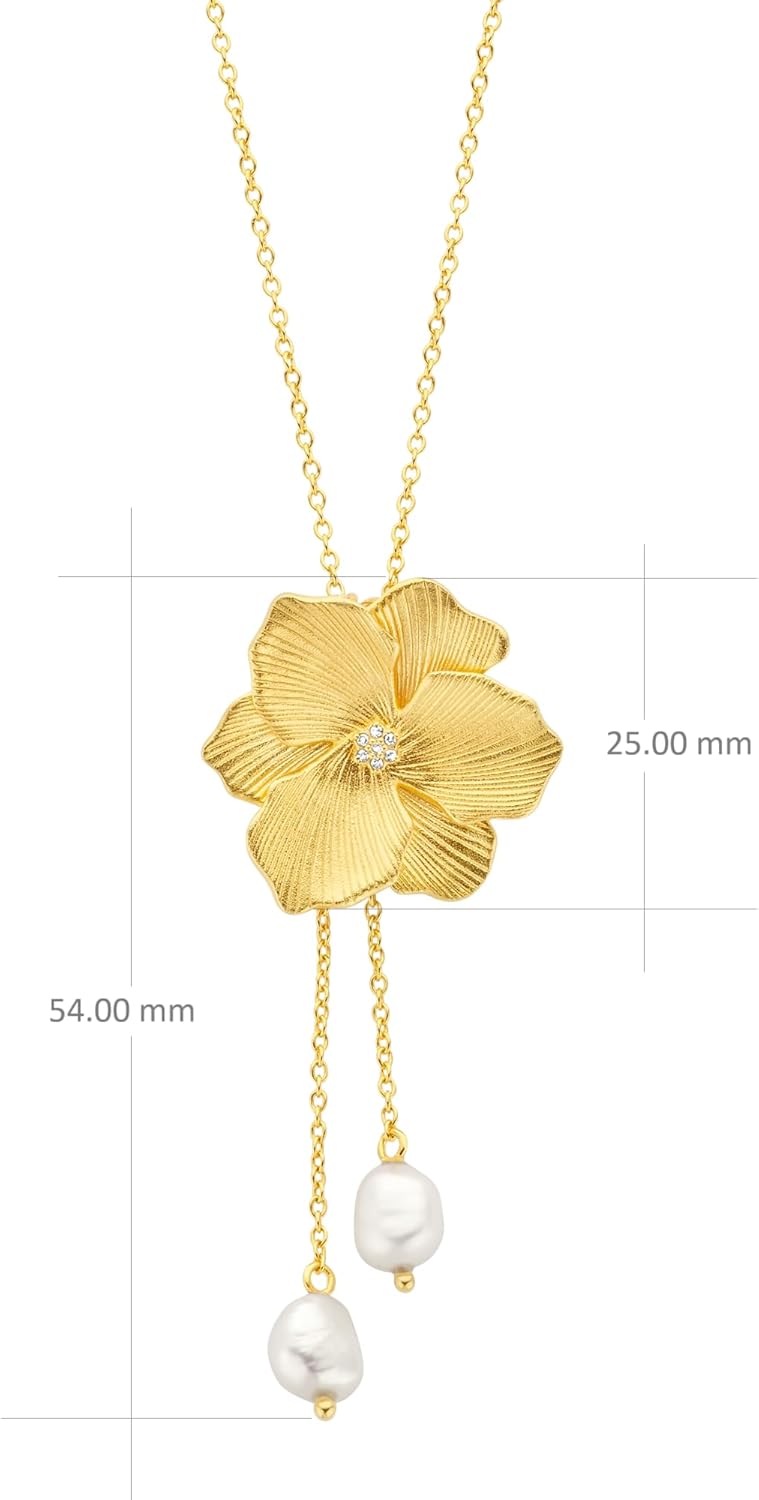 Jasmine Necklace | Natural White Diamond 7 pc | 18-Carat Yellow Gold Vermeil | 925 Sterling Silver | 25 x 5 mm | Adjustable Sizes (40-45cm)