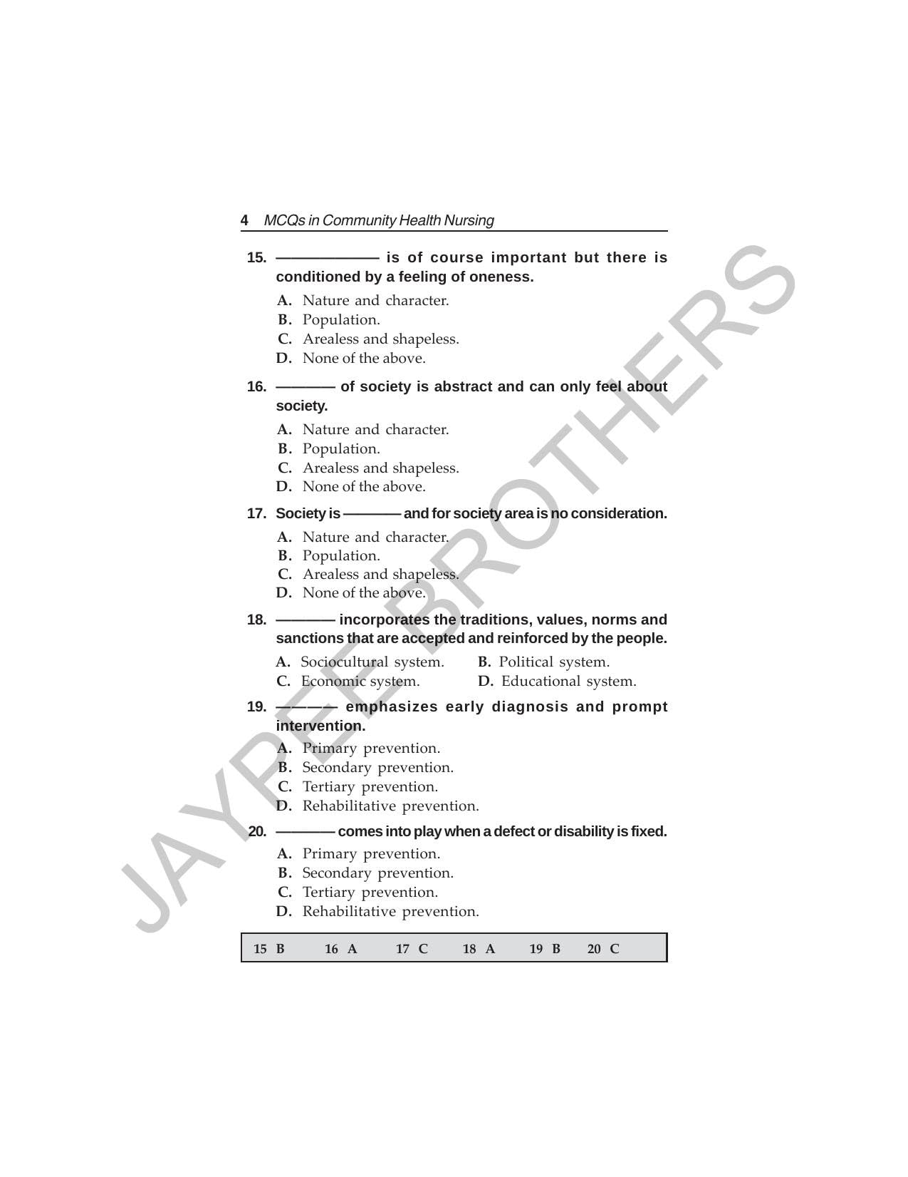 MULTIPLE CHOICE QUESTIONS IN COMMUNITY HEALTH NURSING 4