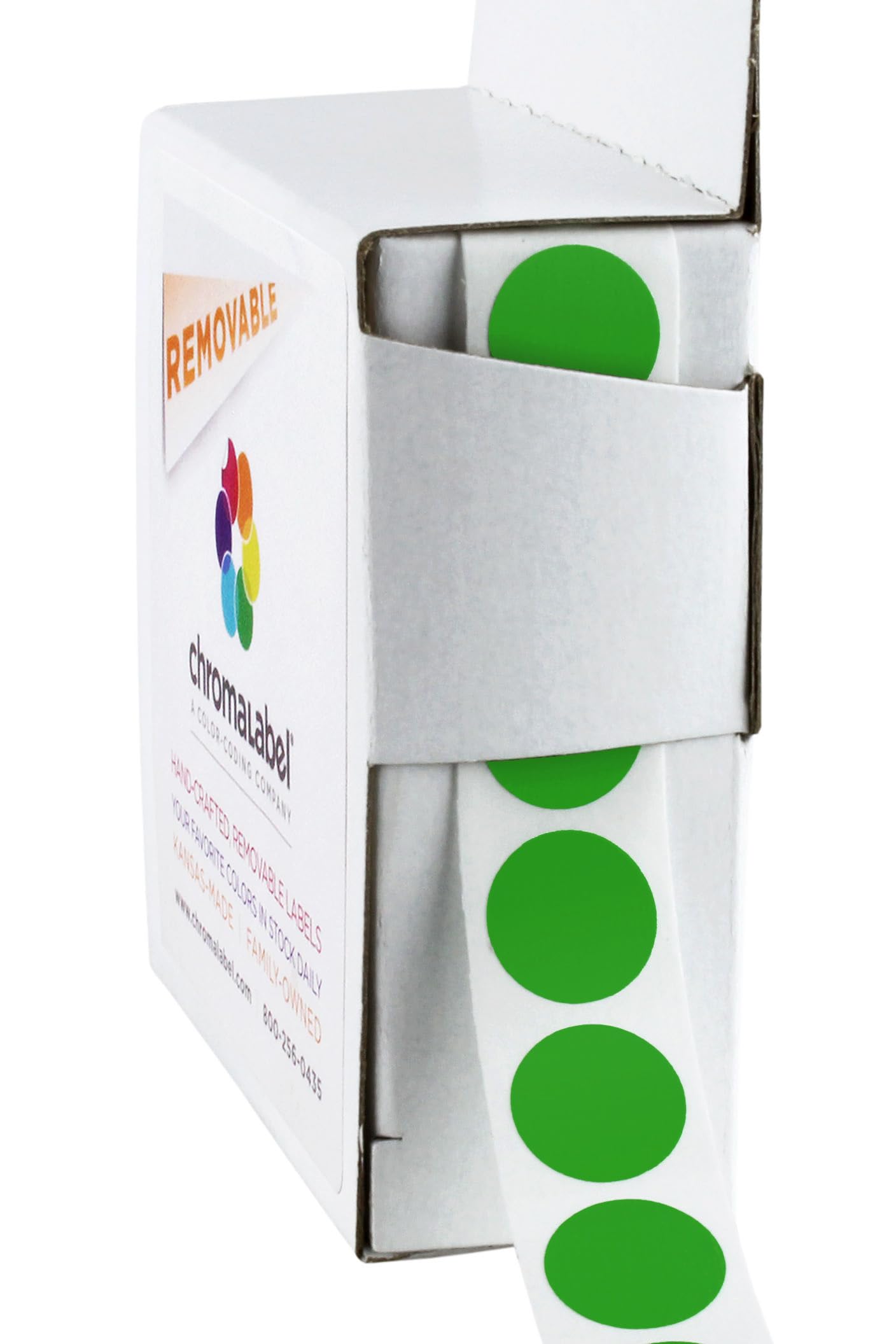 ChromaLabel 1/2 Inch Colored Dot Stickers, Small Circle Stickers, Round Color Coding Labels, Removable Sticky Dots, 1000 Round Labels per Dispenser