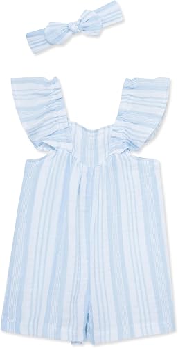 Little Me Clothes for Baby Girls' Stripe Woven Romper and He
