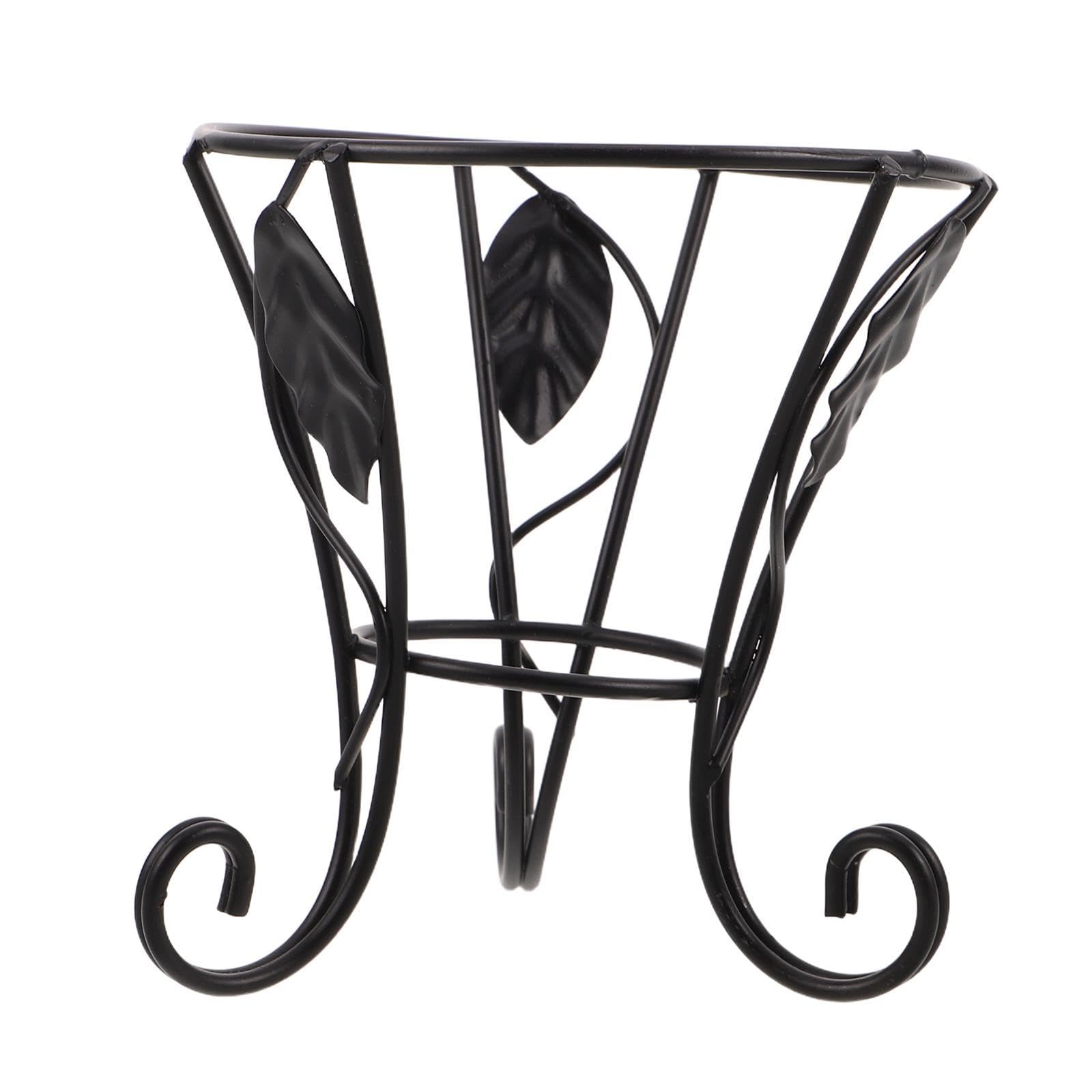 LALADEFIEE Bird Bath Stand Only - Metal Iron Plant Gazing Ball Holder - Non Slip Tripod Base - Short Flowerpot Pedestal for Outdoor Indoor Garden Patio Table