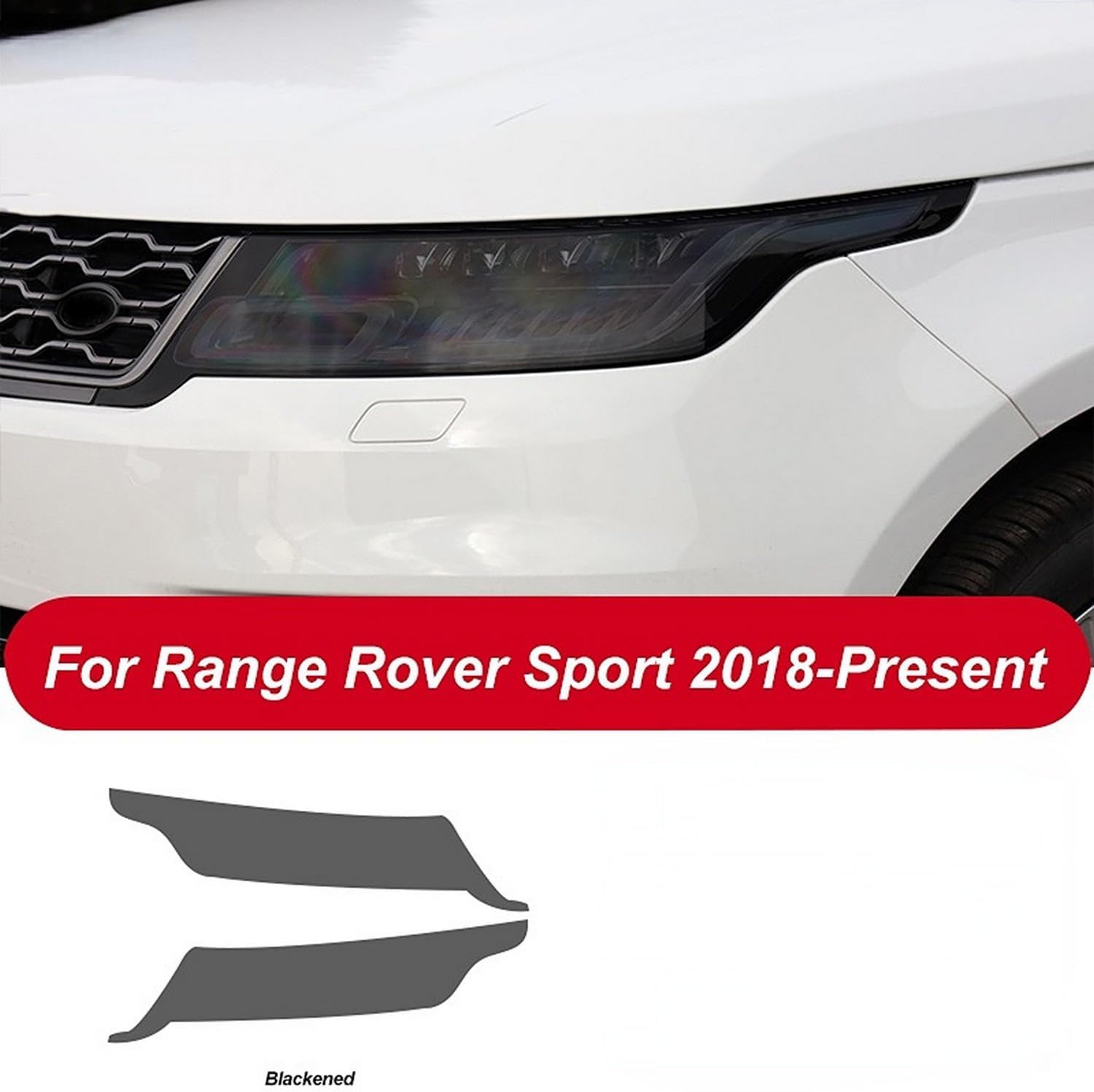 JCAKES 2 Pcs Car Headlight Protective Film Restoration Transparent Black TPU Sticker ，for Range Rover Sport L494 2014-2020 Accessories