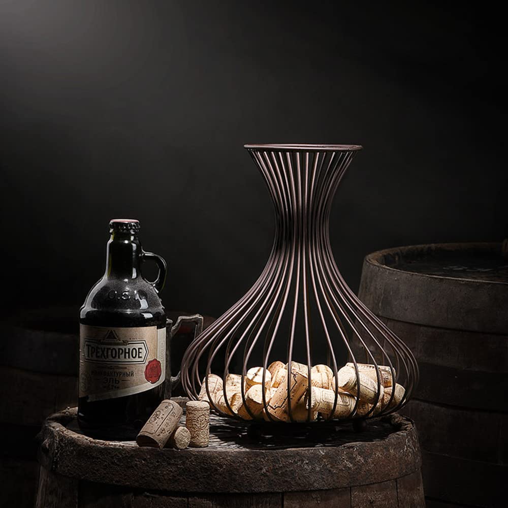 Fantasee - Supporto in sughero per vino, contenitore per tappo di vino, cestino portaoggetti per cucina, casa, amanti del vino (bronzo opaco)