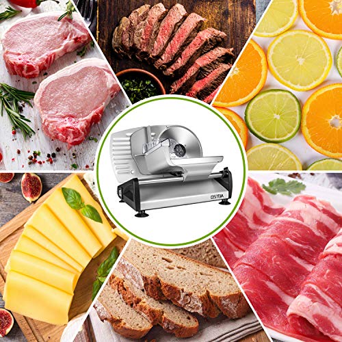 Meat Slicer 200W Electric Deli Food Slicer with Child Lock Protection, Removable 7.5’’ Stainless Steel Blade and Food Carriage, Adjustable Thickness Food Slicer Machine for Meat, Cheese, Bread
