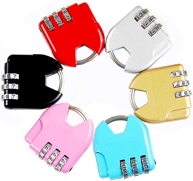 6PCS Multicolor Combination Padlock Luggage Lock Code Lock 3 Digit Resettable Lock Zinc Alloy Security Padlock Weatherproof Combination Lock for School Locker Gym Outdoor Shed Locker Hasp Cabinet Gate