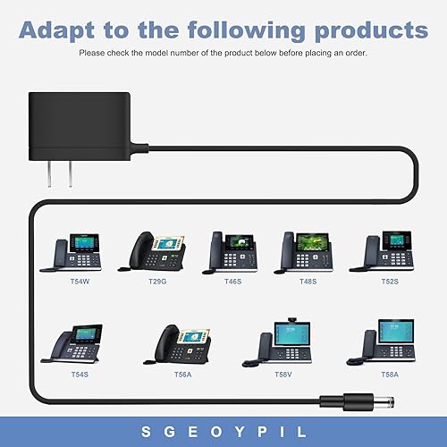 Miniatura 2 de Cable de alimentación de 5 V 2 A compatible con teléfonos YeaLink SIP T29G, T46S, T46U, T48S, T48U, T52S, T54W, T54S, T56A, T58V, T58A, T58A,