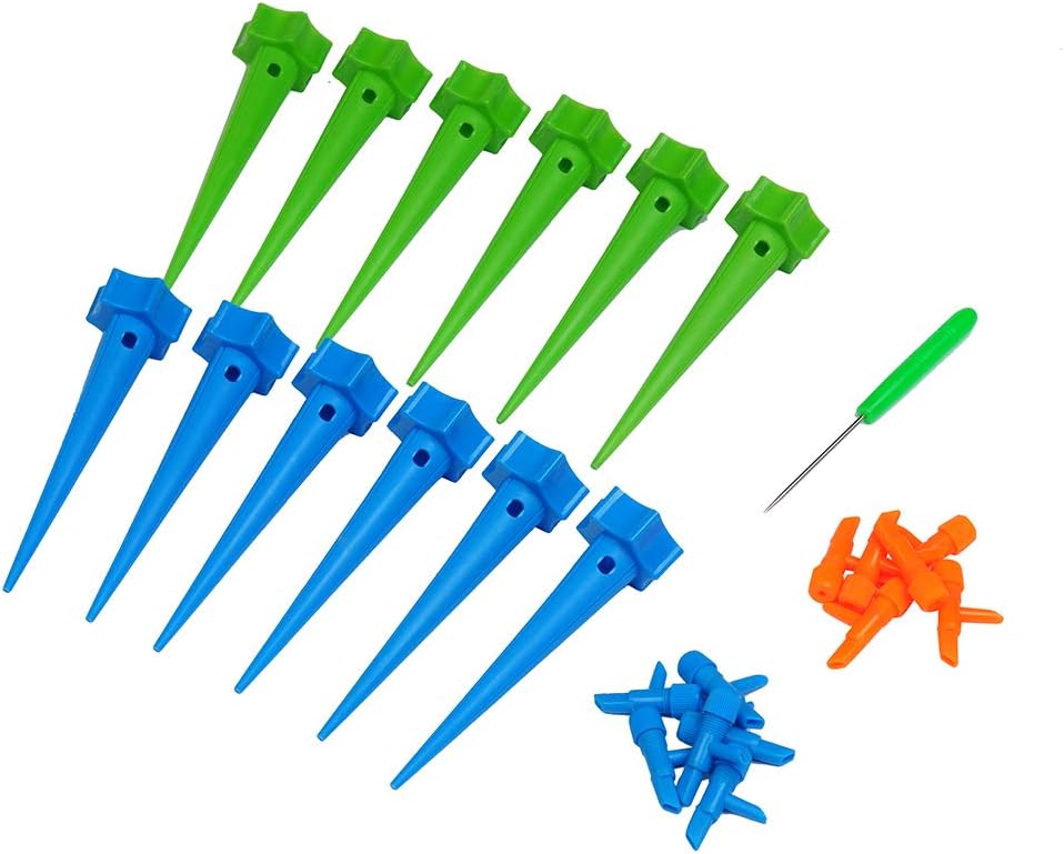 Klsoft 12 Pack Plant Self Watering Spike Plants Watering System Slow Release Vacation for Plastic Water Bottle Irrigation Stake Care Office Outdoor Indoor Plants