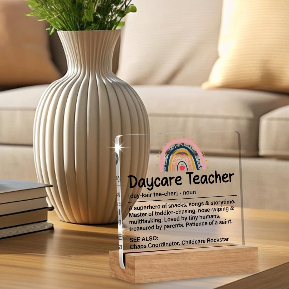 Daycare Teacher Gifts for Women, Appreciation Gift for Daycare Teacher Preschool Teachers Childcare Worker Early Childhood Educator, Clear Acrylic Sign Teachers Office Decorations image 3