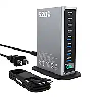 520W USB C Fast Charger Block, PD 3.1 100W 8 Port USB Charging Station, GaN Ⅲ Fast Charging Station for Multiple Devices, Laptop Wall Charger Compatible with iPhone 17/iPad/MacBook etc