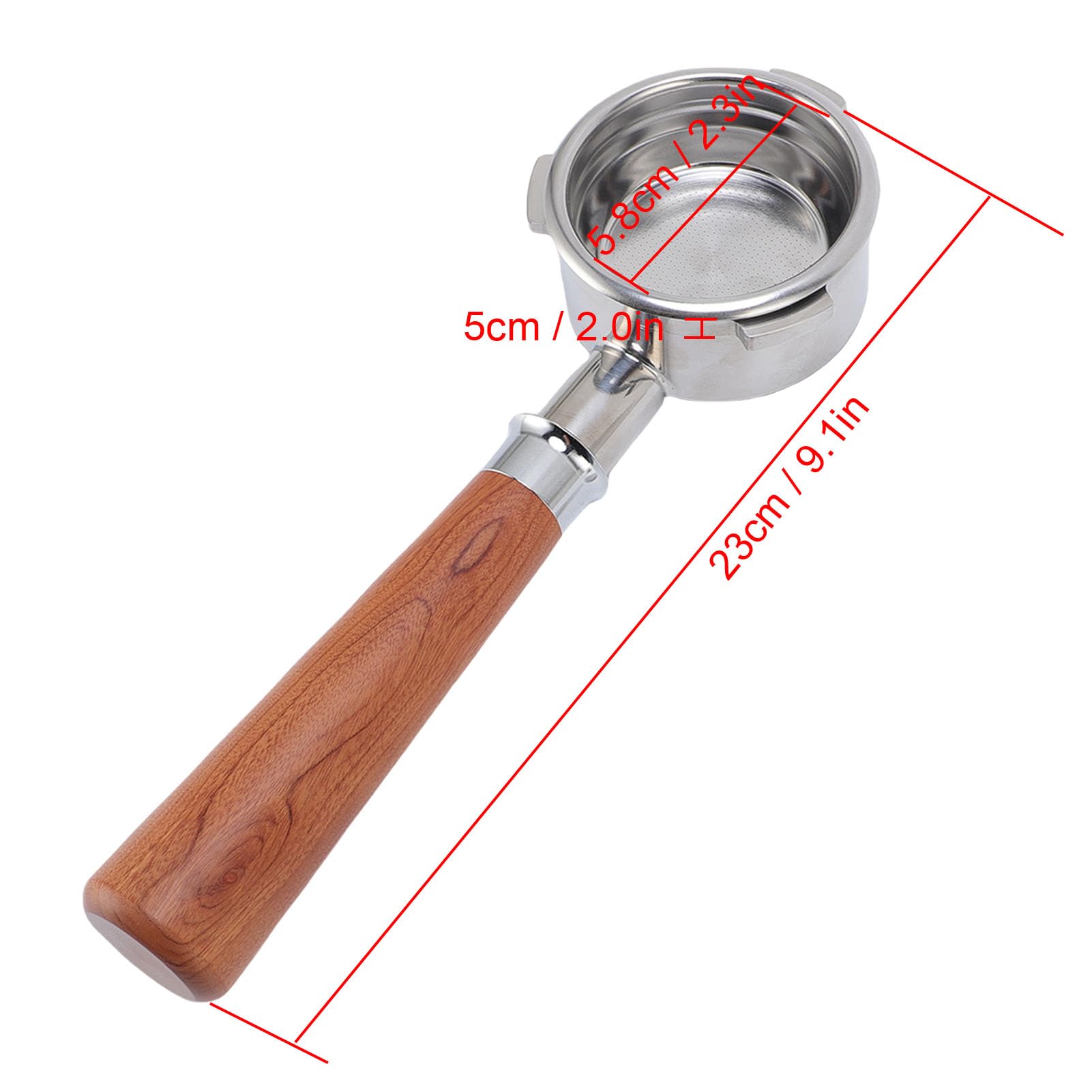 Porte-filtre sans fond Porte-filtre nu de 58 mm adapté à la machine à café Petrus Porte-filtre à expresso à 3 oreilles avec poignée en bois massif