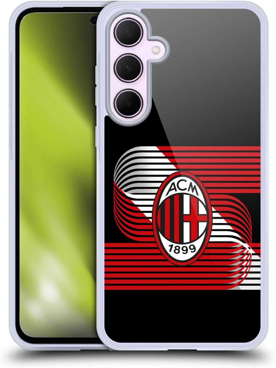 Head Case Designs Officially Licensed AC Milan Diagonal Crest Patterns Gel Case [Military Grade Protection] Compatible with Samsung Galaxy A35 5G