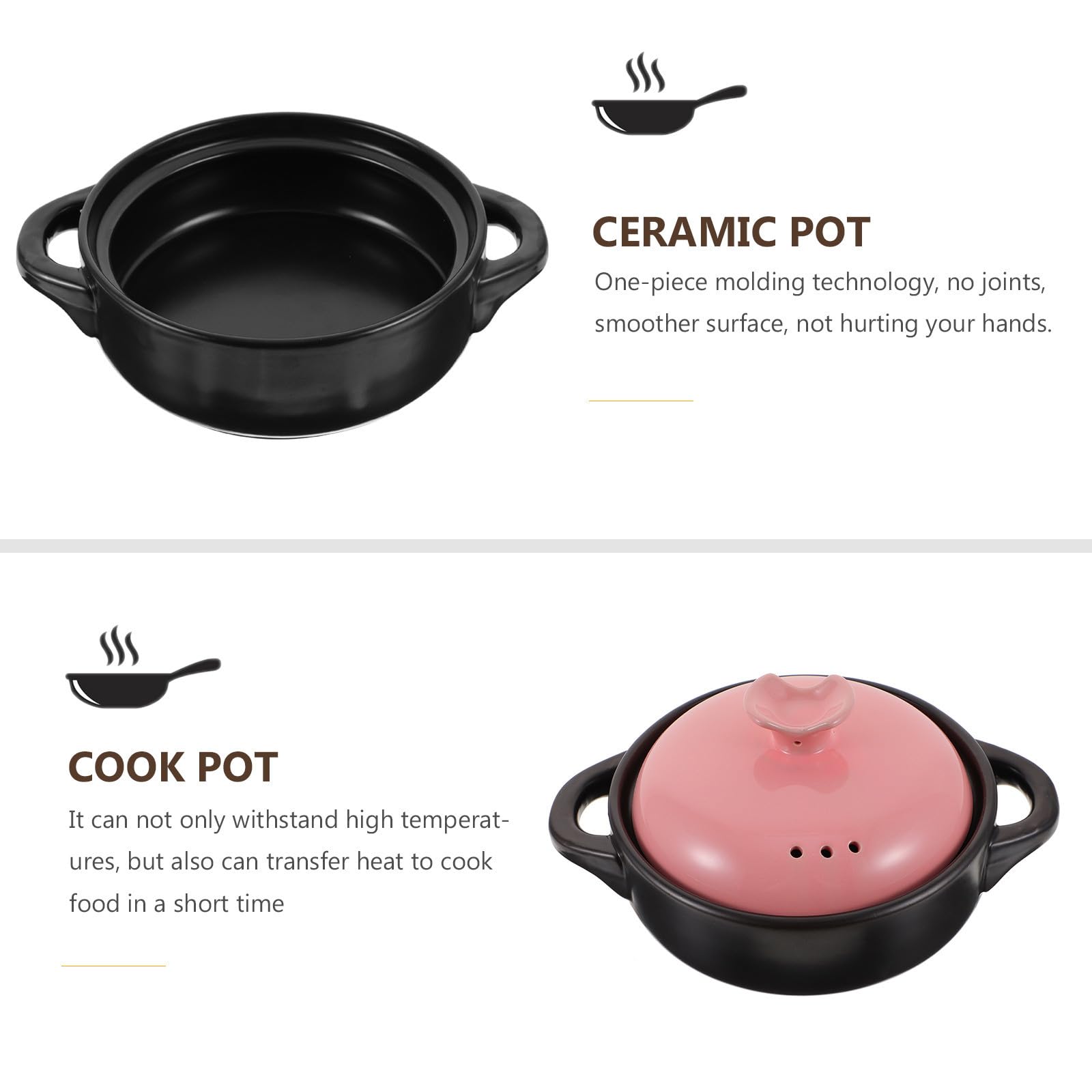 Casseruola in Ceramica Rosa da 1800ml per Zuppa e Riso