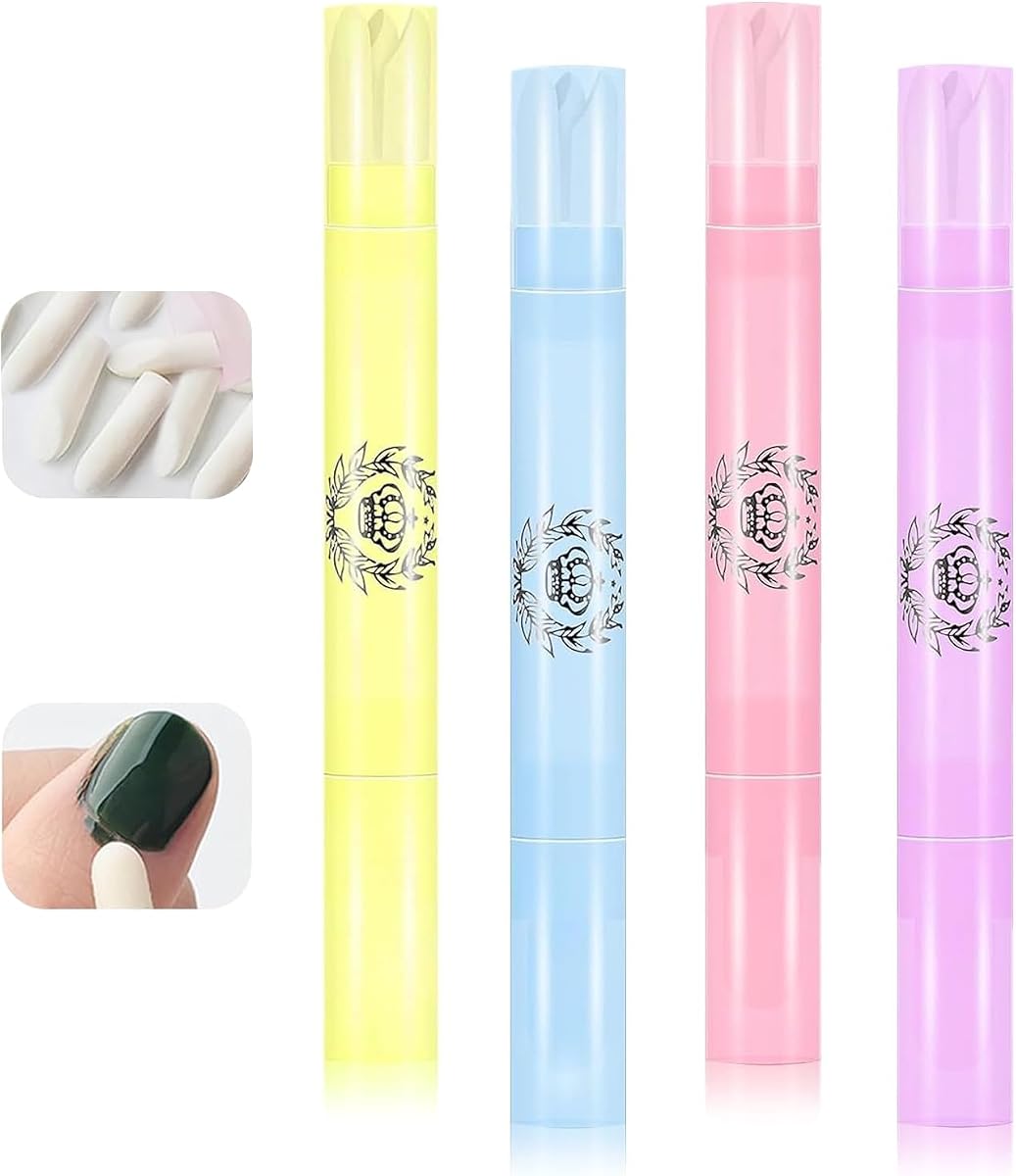 Nail Polish Corrector Pen 4 Pack With 20 Tips For Nail Edge Cleanup | Nail Polish Remover Pen, Precision Cuticle Cleanup, Polish Mistake Remover, Extra Replacement Tips, DIY Nail Art