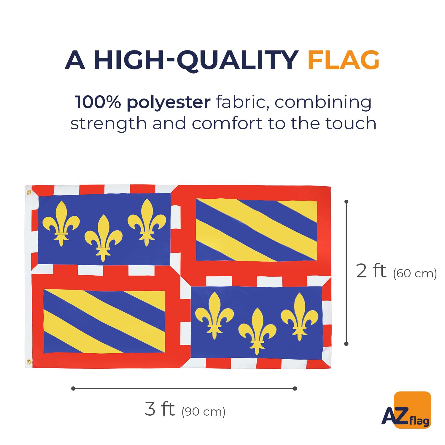 AZ FLAG, Burgundy Flag, 2x3 Ft, 100D Polyester French Region Of Bourgogne Banner with Two Metal Grommets, Fade Resistant - Image 2
