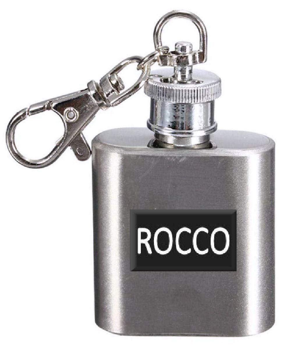 Flasque personnalisable Rocco de 30 ml avec son porte-clés en acier