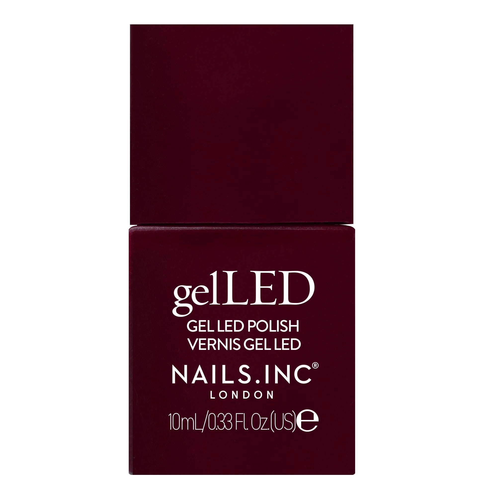 Nails.INC GelLED UV/LED Gel Nail Polish, Berry Burgundy, Deep Burgundy, Long Lasting, High Shine Colour, Quick Cure Formula, Cruelty Free, Art Gel Manicure At Home, 30-60 Second Cure Time, 10 ML