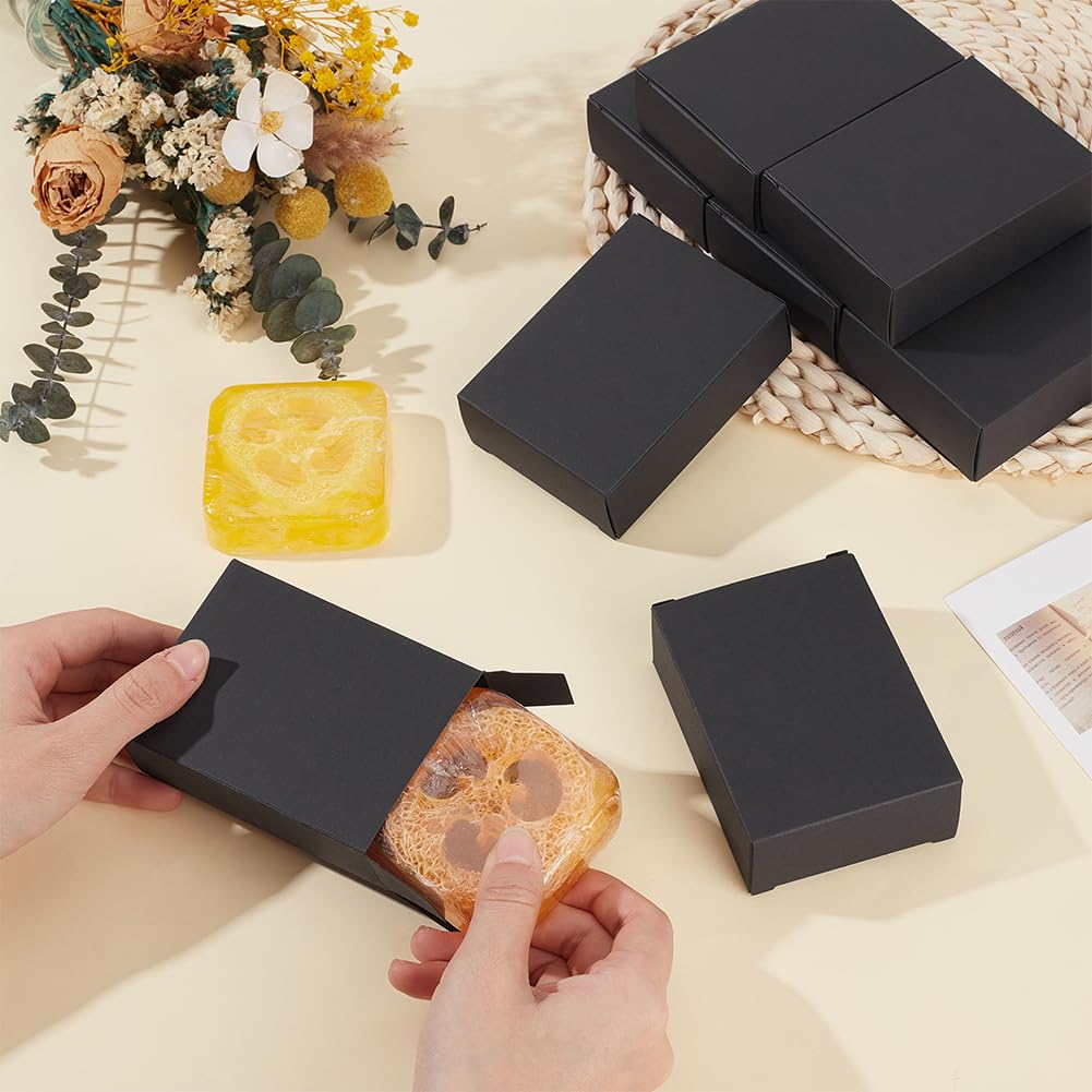 BENECREAT 120 Scatola per Imballaggio di Sapone, Scatole Regalo per Sapone Senza Finestra Da 7x3x10cm, per Confezioni Regalo di Sapone Fatto In Casa, Nero