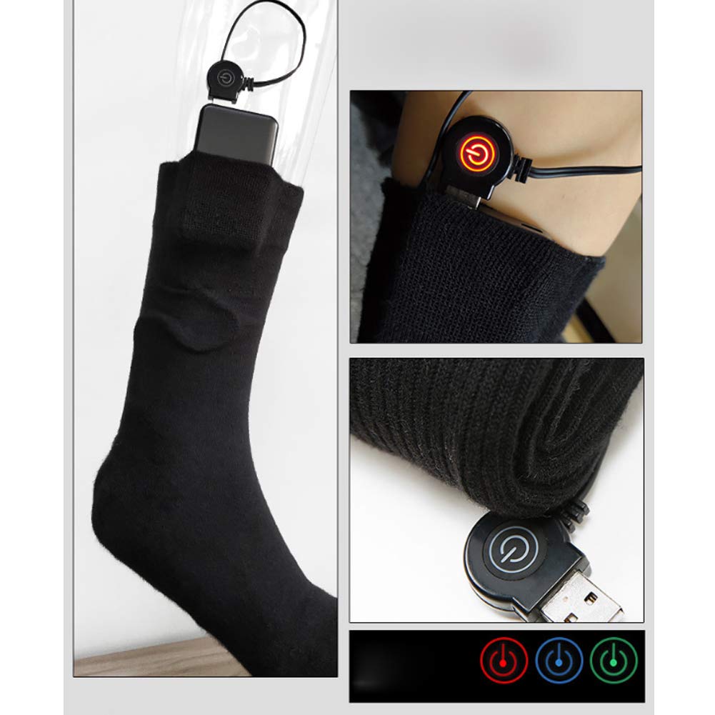 Calze Elettriche Ricarica USB Riscaldamento Generale a Infrarossi per Uomo e Donna, Sci Invernale Campeggio Escursionismo Moto Calze in Cotone Caldo Scaldapiedi per Motociclisti