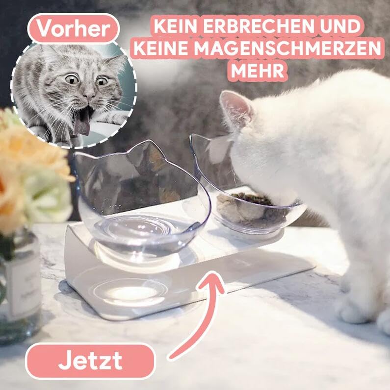 SWZEC wahre katzenliebe PurrBowl™ - erhöhter Anti-Erbrechen Fressnapf (2PCS,transparent)
