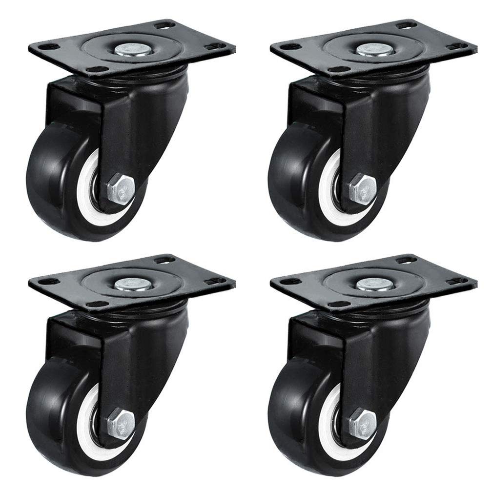 GBRJUYF Set of 4 Heavy Duty Swivel Caster Wheels 1.5/2/2.5in with Safety Brake, No Noise Design, 480lbs Capacity Plate Casters for Furniture & Workbench Use