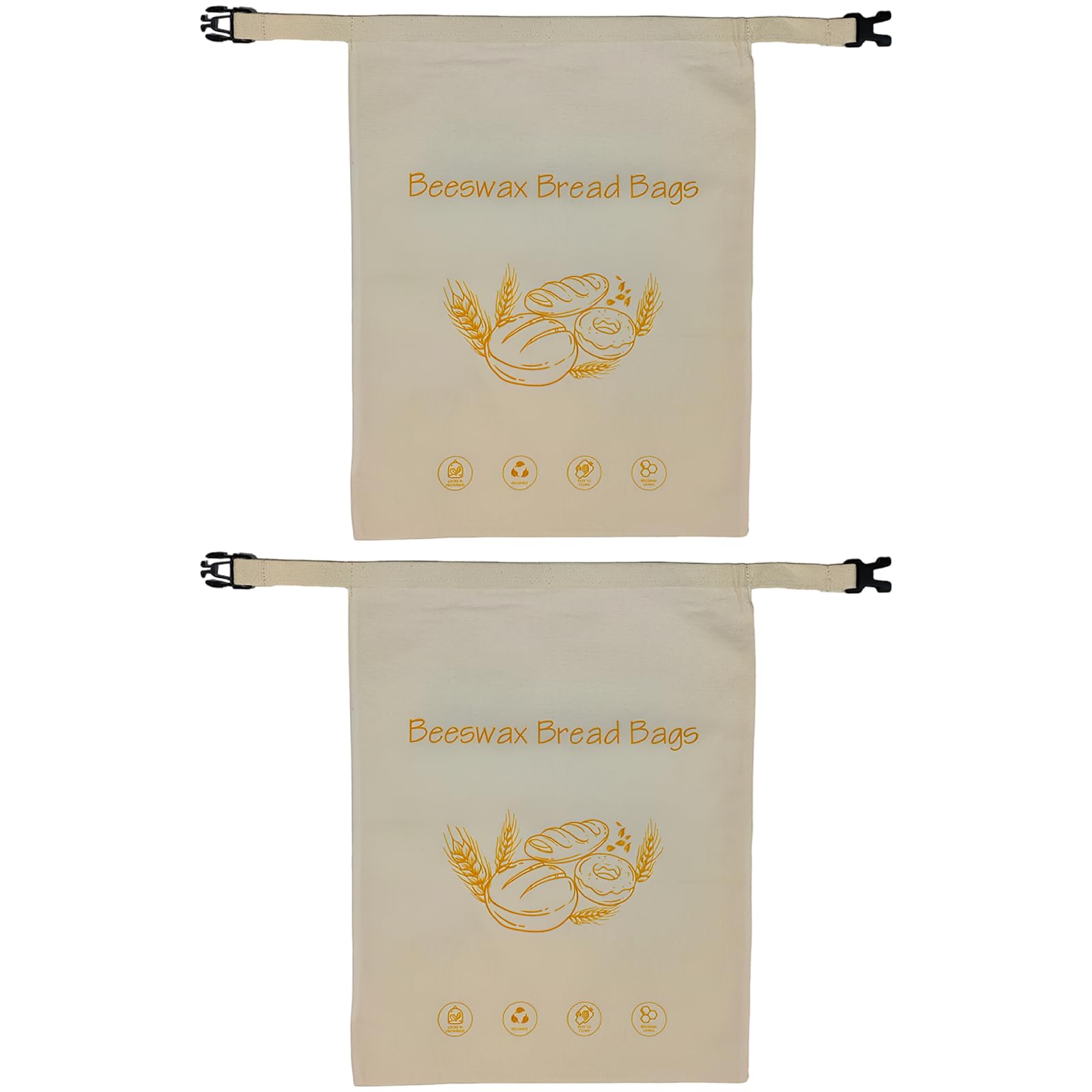 2 Stk Bienenwachsbrotbeutel, wiederverwendbare Brotaufbewahrungsbeutel mit Schnalle, hält Brot länger frisch, 7,1 x 5,1 x 2,4 in, beige, für hausgemachtes Sauerteigbrot