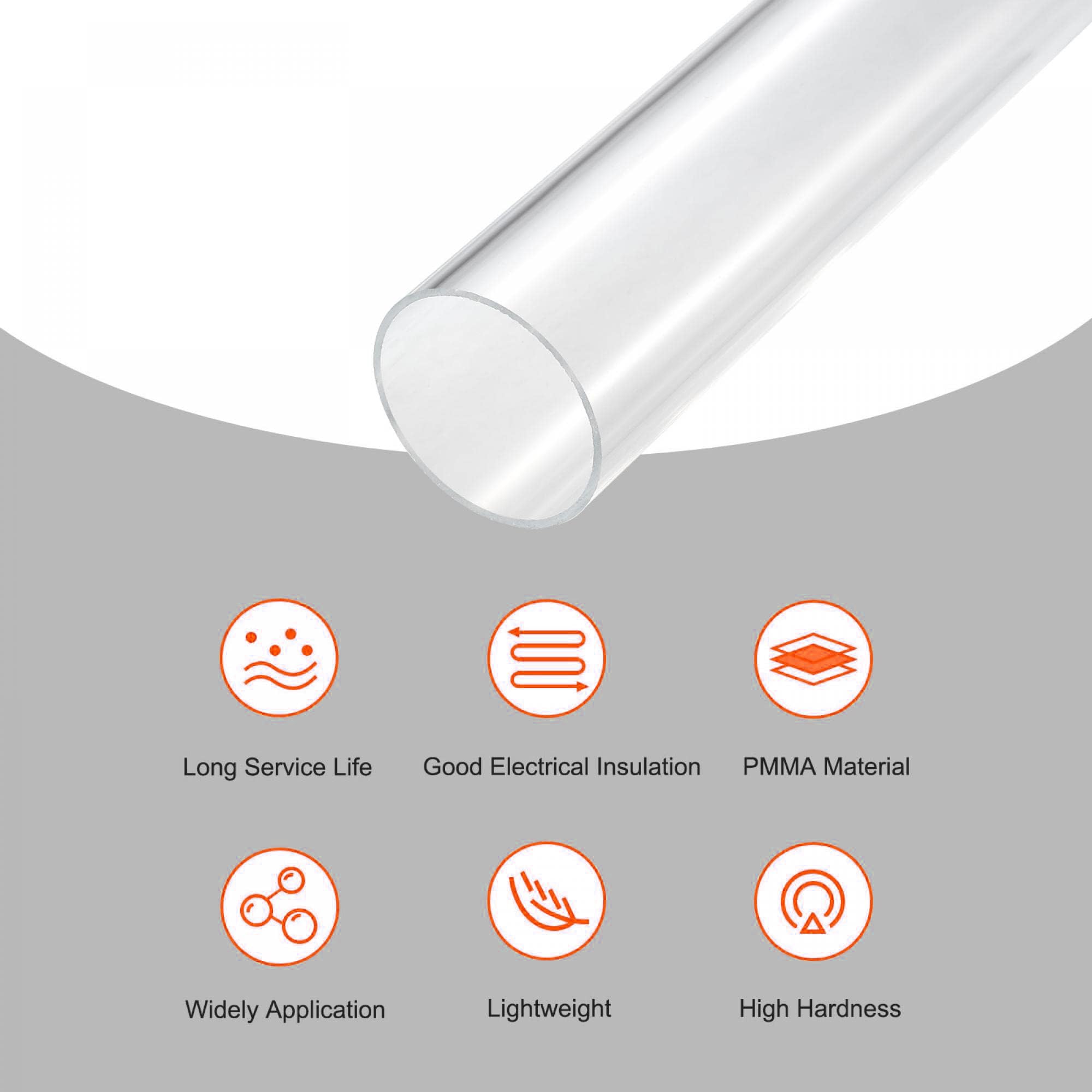 Unifizz Tube Acrylique Transparent Tuyau en Plastique Rond Rigide 61mm DI 65mm DE 25cm pour Éclairage, Modèles, Plomberie, Artisanat