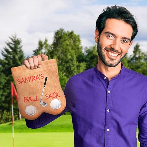 Miniatura 7 de Bolsa de pelota de golf con nombre personalizado, bolsa divertida para pelotas de golf, regalos de golf para hombres, soporte portátil de franela