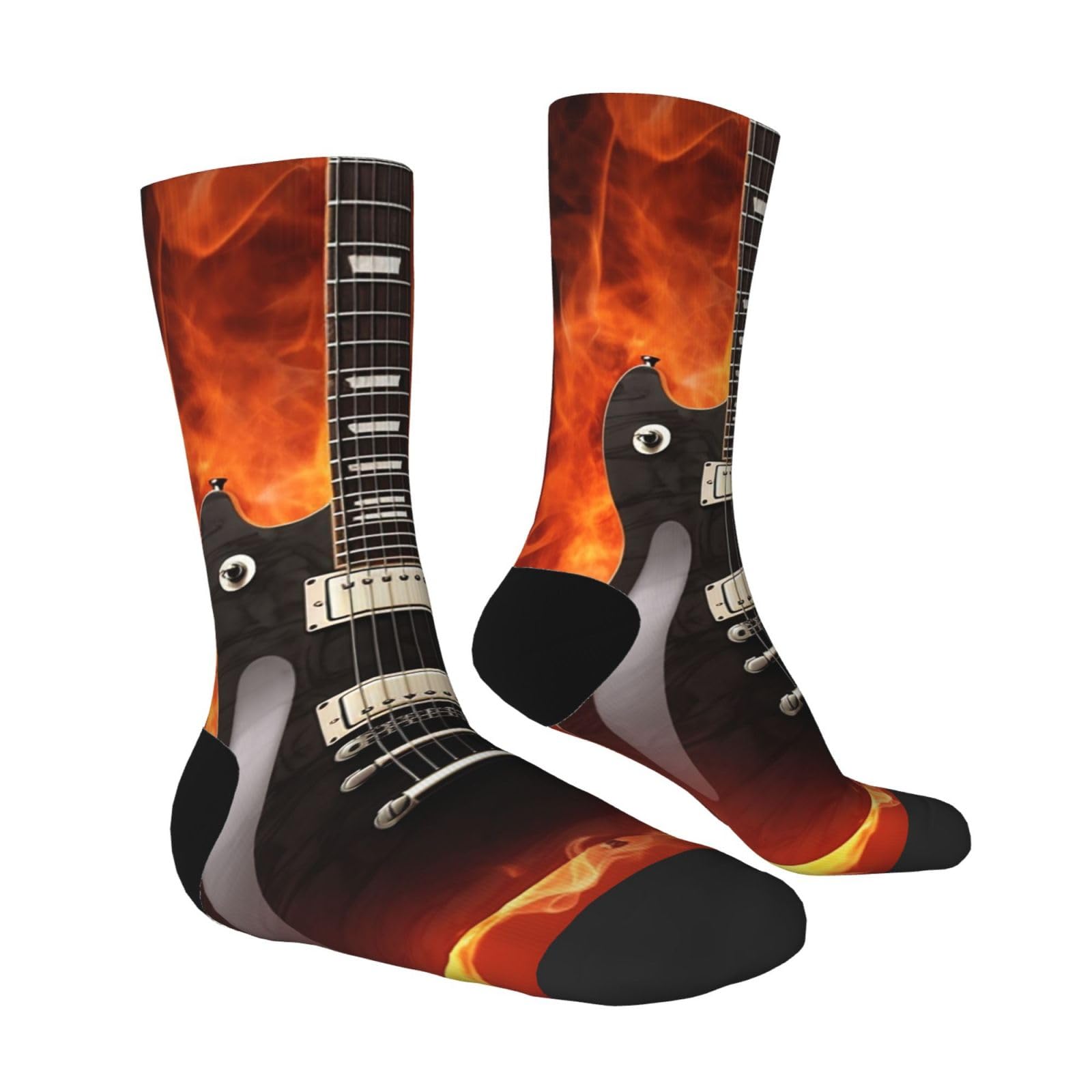LZQPOEAS Rock Guitar Athletic Socks Unisex Cushioned Crew Socks Hiking Running Calf Sock Soft Above Ankle Sock