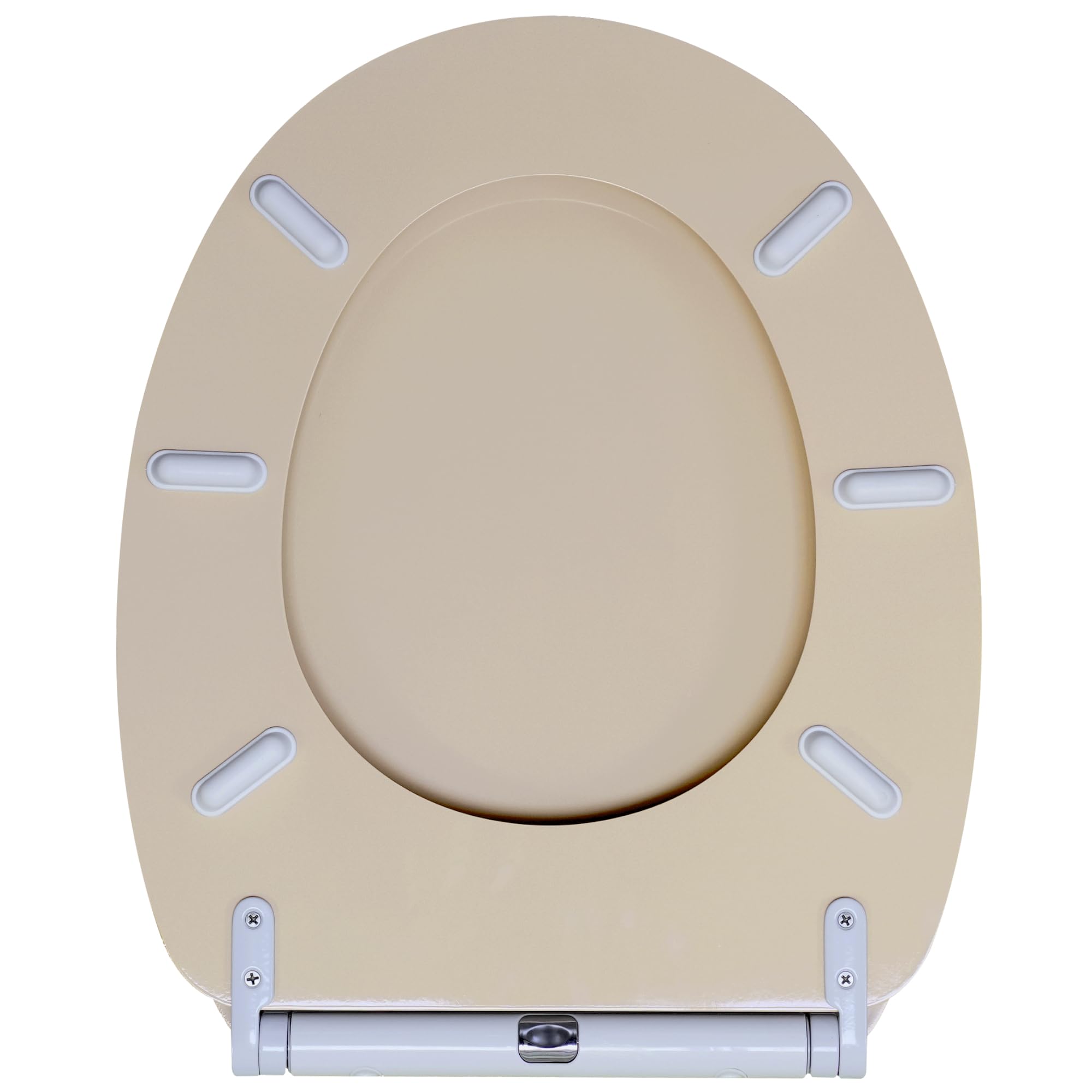 Sanilo Sedile WC con chiusura ammortizzata e sgancio rapido, il coperchio del WC può essere rimosso con la semplice pressione di un pulsante, facile montaggio dall'alto (Beige)
