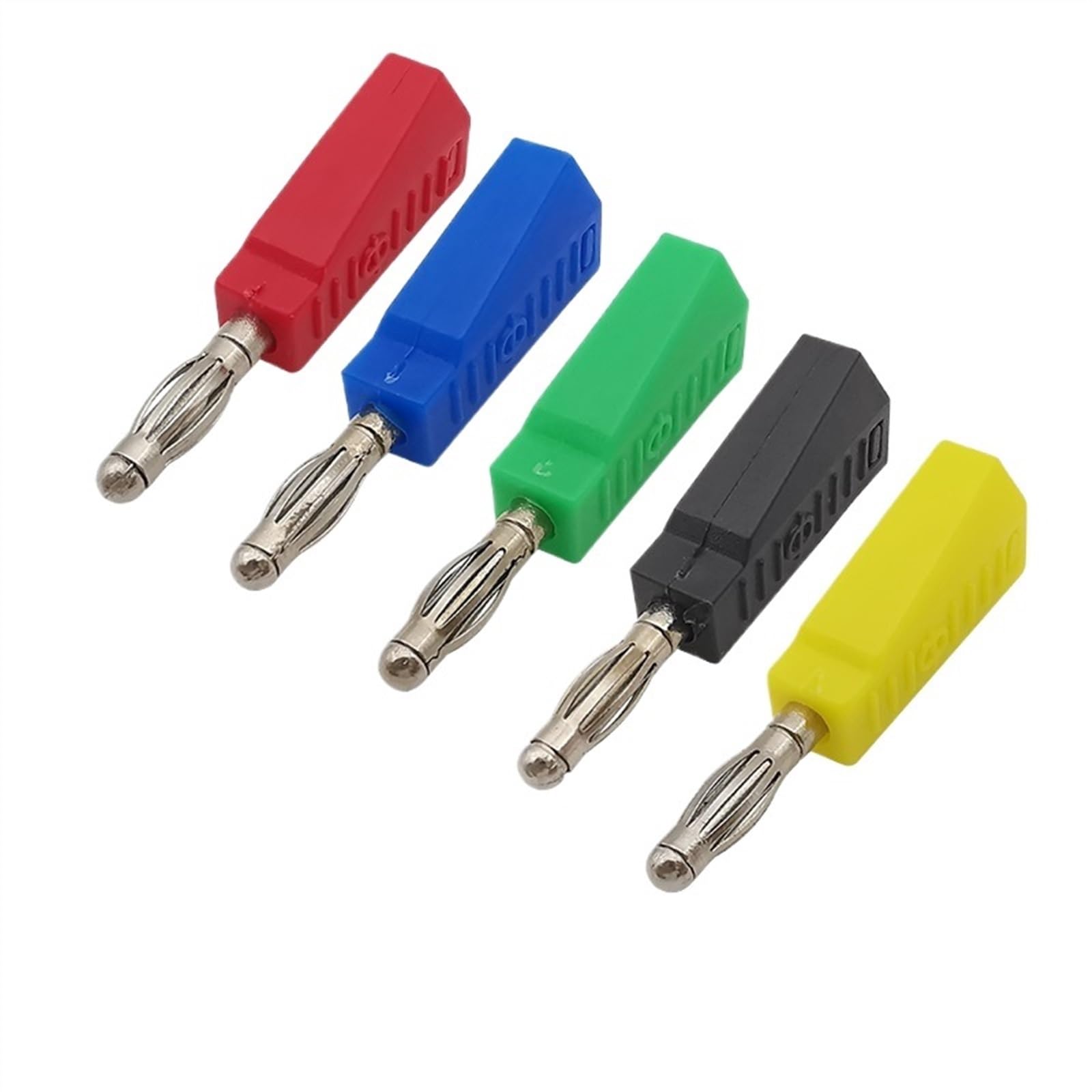Connettore a banana da 4 mm, impilabile, tipo di saldatura, 4 mm, adattatore maschio (verde, 5 pezzi)