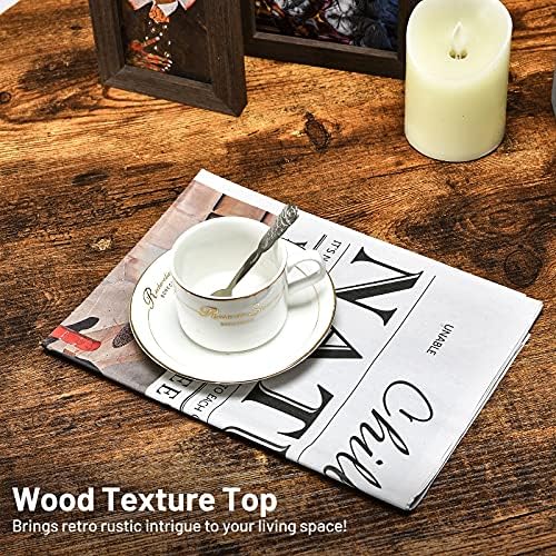 COSTWAY Round Coffee Table, Faux Marble/Rustic Wooden Cocktail Table Snack Tea Table, Metal Frame Accent Sofa Side End Table for Living Room, Bedroom and Office (Industrial Round Large)