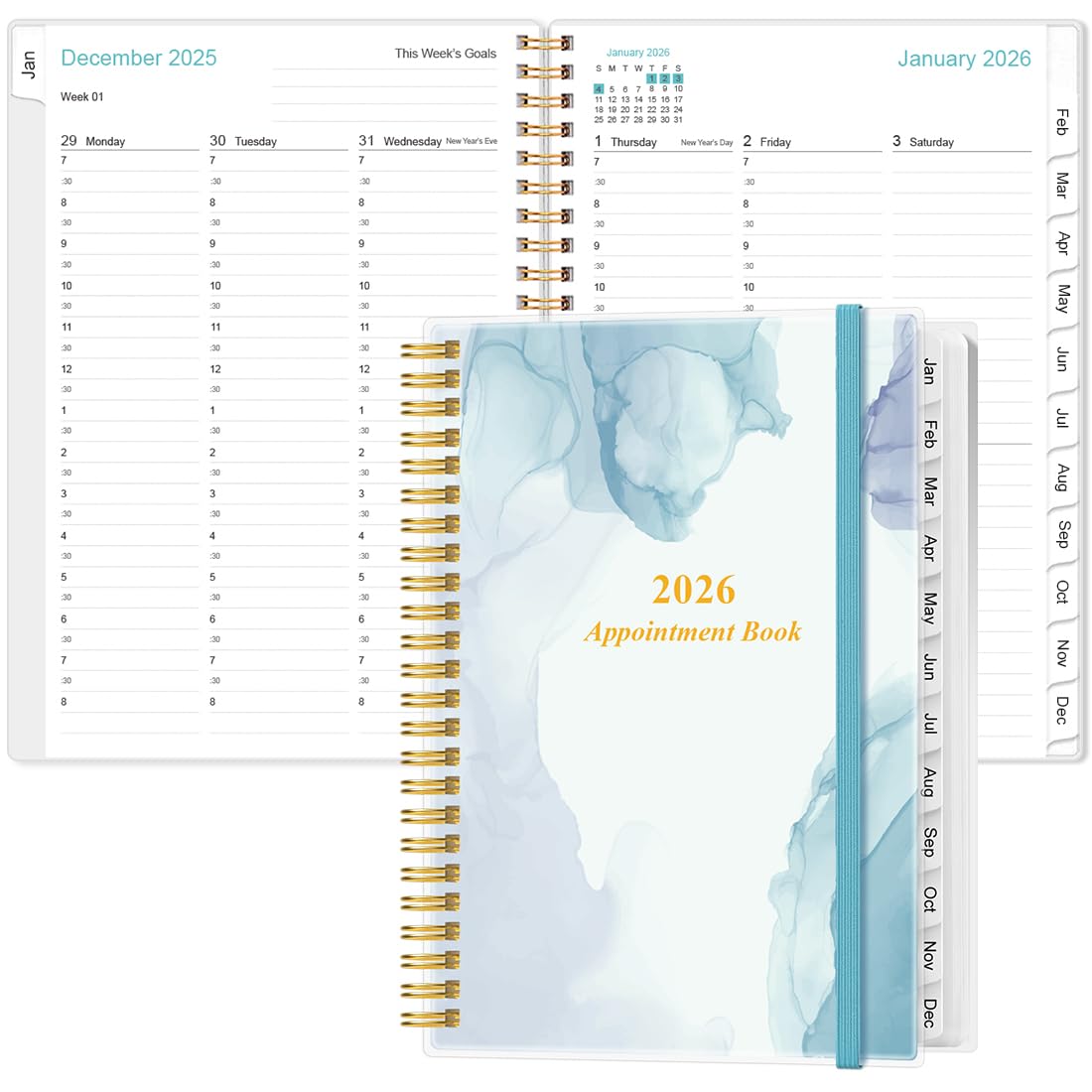 2026 Appointment Book & Planner - Hourly Planner from January 2026 -December 2026, Weekly Appointment Book 2026 with 30-Minute Interval, 6.4" x 8.5",