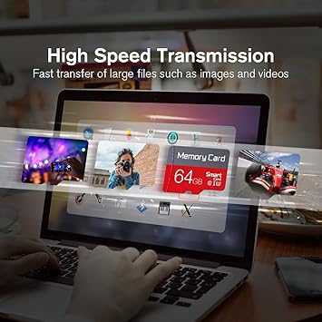 64GB TF Memory Card, Class 10 UHS-I Ultra High Speed SD TF Card with Adapter