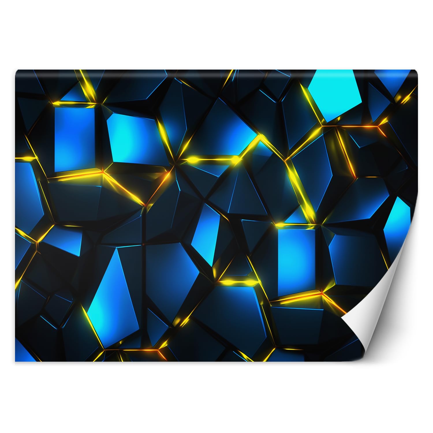 Feeby Carta Da Parati Neon Effetto 3D 450x315 cm blu XXL Decorazione Fotomurali Tessuto Non Tessuto Soggiorno Camera da letto Moderne Design Forme Geometriche