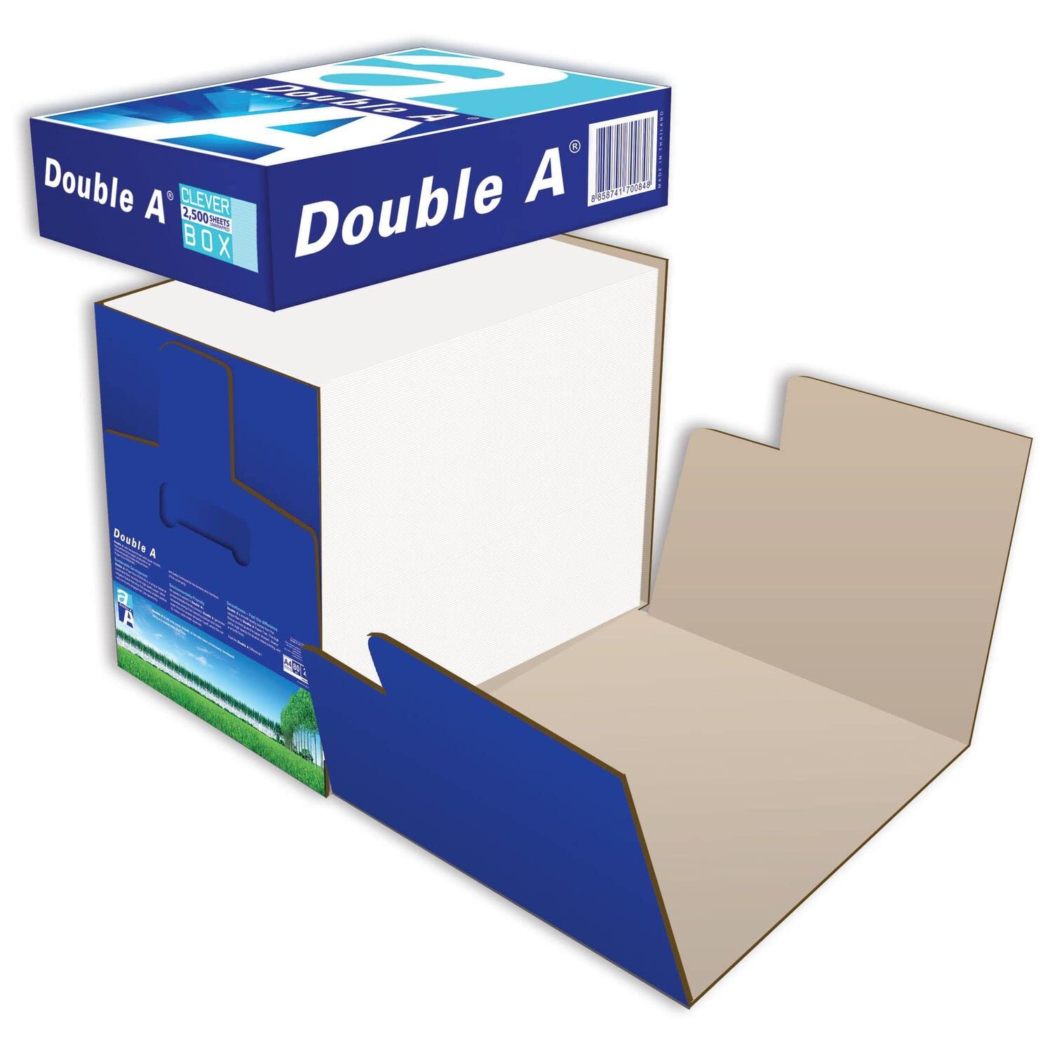 Double A Printbox - Papel para impresora (80 g/m², A4, 2500 hojas), color blanco