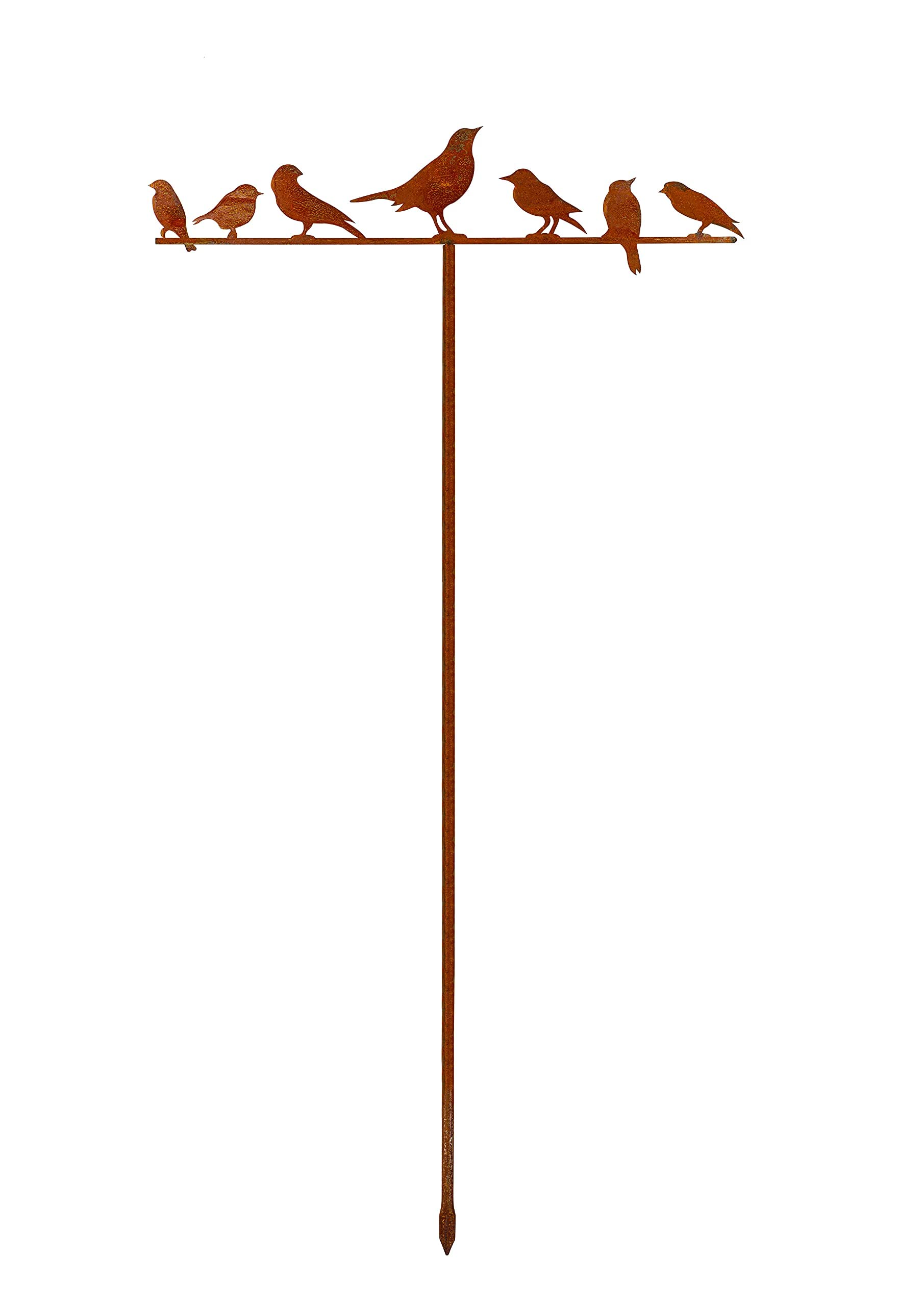 Gartenstecker Metall Vögel im Edelrost Design - Metall Gartendeko Figuren mit Vogel Motiv - rostige Gartendekoration