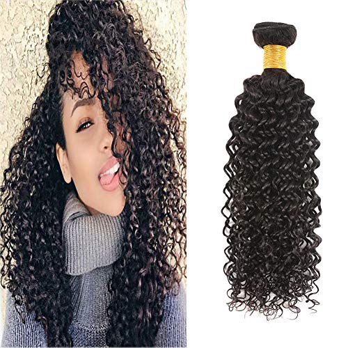 Huarisi Brazilian Human Hair Curly 14 Inches 1 Bundle Kinky Curly Hair Extension 7a Unprocessed Vigin Hair with Natural Color Short Length Double Weft Cover