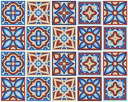 20 Pcs Decorative Tile Stickers for Home Kitchen Bathroom. Home Decor Staircase Furniture Decor Peel & Stick Vinyl Self-Adhesive Tile Stickers Datura Bohemian Style (4 x 4 Inch,Style-1)