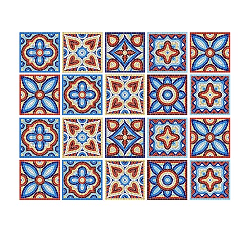 20 Pcs Decorative Tile Stickers For Home Kitchen Bathroom. Home Decor Staircase Furniture Decor Peel & Stick Vinyl Self-Adhesive Tile Stickers Datura Bohemian Style (4 X 4 Inch,Style-1) #TOP2