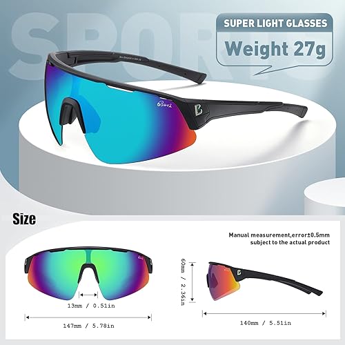 Miniatura 2 de 100 CLASSIC Gafas de sol deportivas polarizadas con diseño envolvente TR90, marco ligero con protección UV 400 para mujeres y hombres